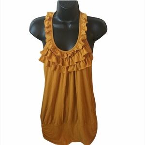 Mustard Yellow Ruffle Top. Size S